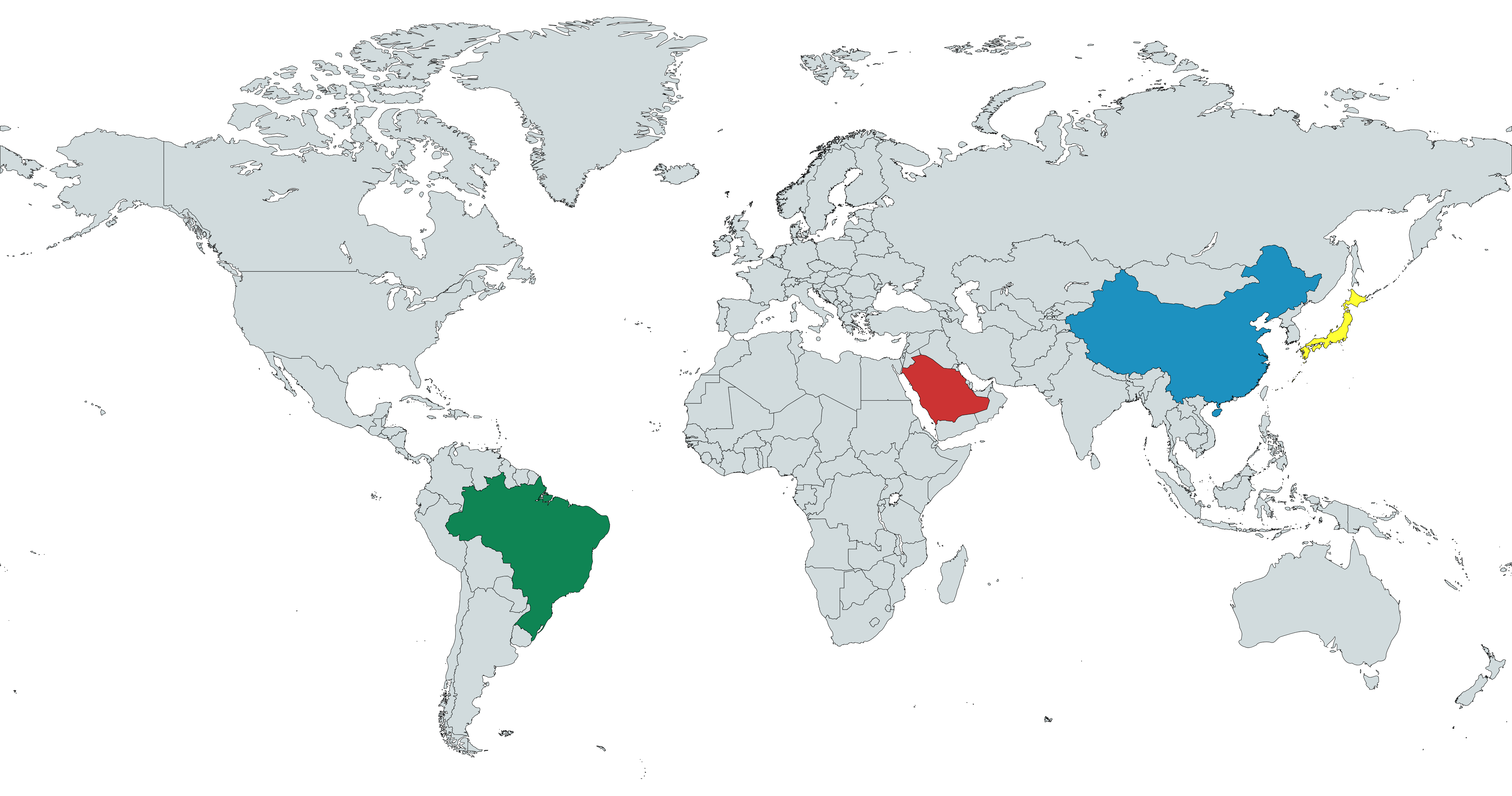 Mapa de atuação internacional da PRUMO